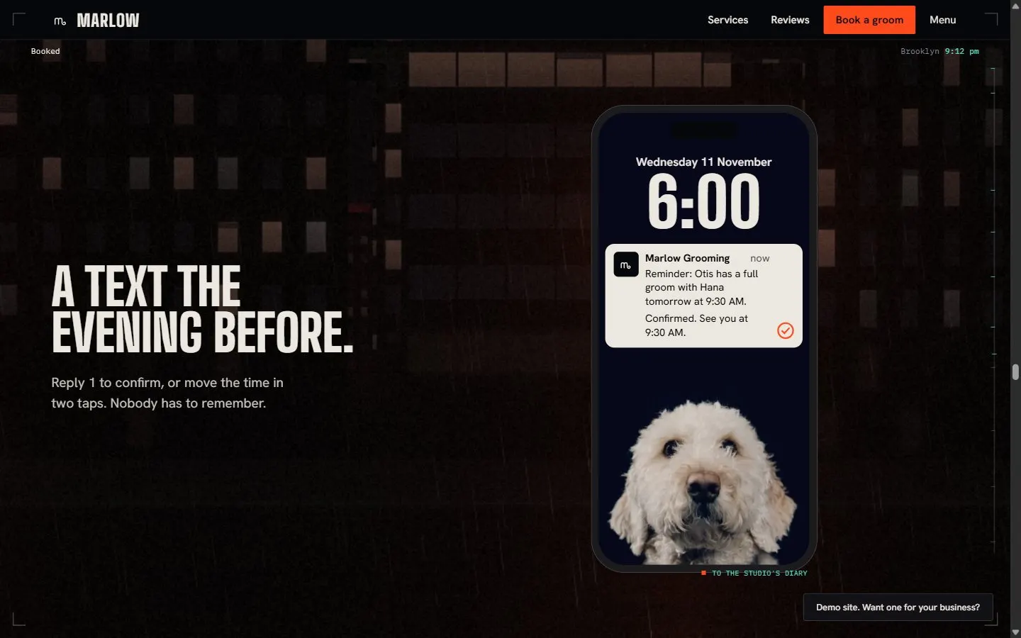 A phone showing a reminder text