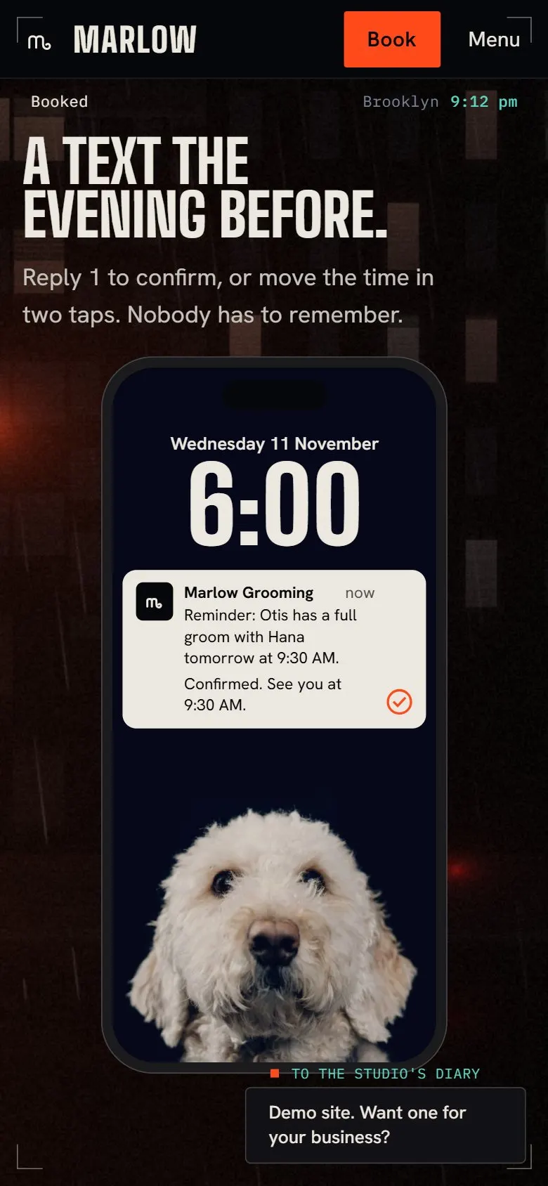 The reminder text on a phone