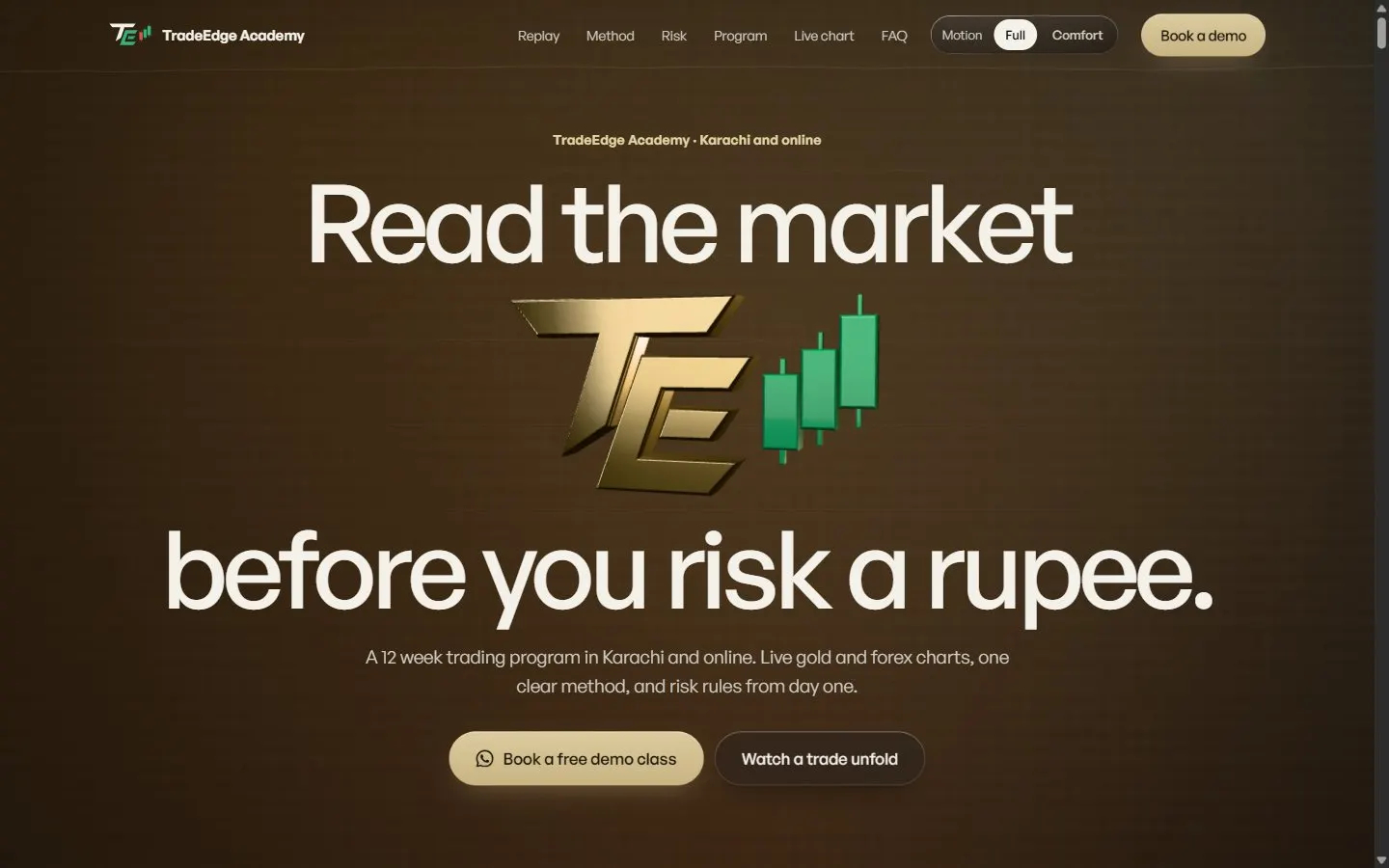 TradeEdge's opening screen